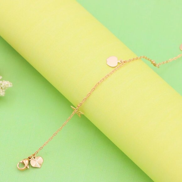 "Charming Rose Gold Anklet with Heart & Star Charms, XPAL1036 - Picture 9 of 12